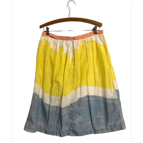 YELLOW & Blue Watercolor Skirt - Paperwhite - Size 10 - Picture 3 of 6